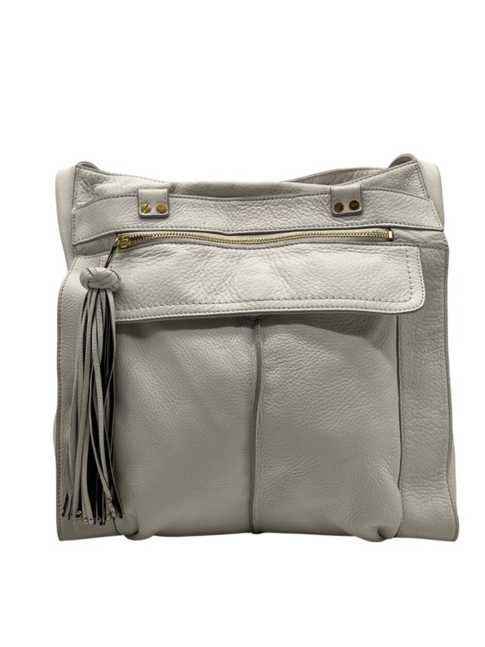 Diane Von Furstenburg White Pebbled Leather Crossbody Bag